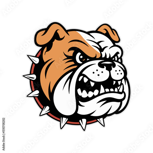 angry bulldog with a spiked collar.