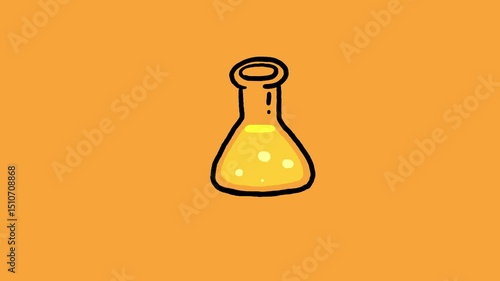Cartoon vessel with yellow color liquid transparent isolated. Physics, chemistry. Illustrating chemical process. Cartoon good for educational meterials, etc...