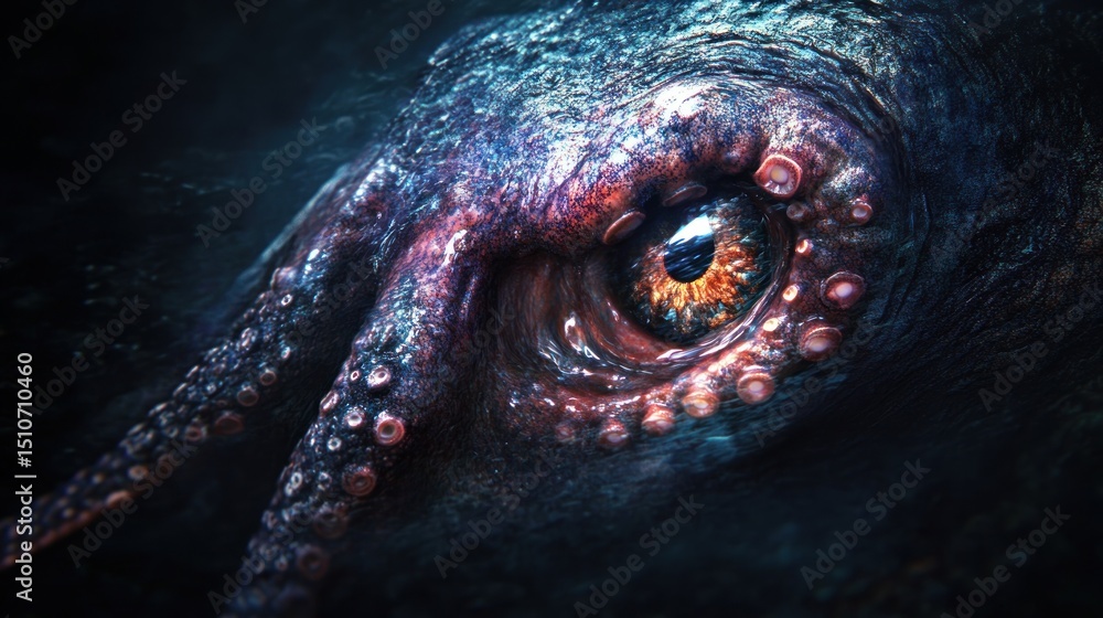 Kraken eye in deep sea Kraken eye in deep sea