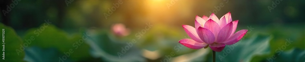 A single lotus flower in bloom, sunlight gently illuminating its petals, symbolizes hope and serenity during meditation , buddhism, hope, sunset A single lotus flower in bloom, sunlight gently illuminating its petals, symbolizes hope and serenity during meditation , buddhism, hope, sunset