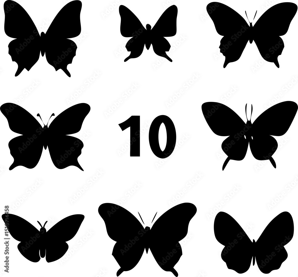 Butterfly Silhouette Set - Elegant Vector Designs for Crafts, Sublimation & DIY Projects Butterfly Silhouette Set - Elegant Vector Designs for Crafts, Sublimation & DIY Projects