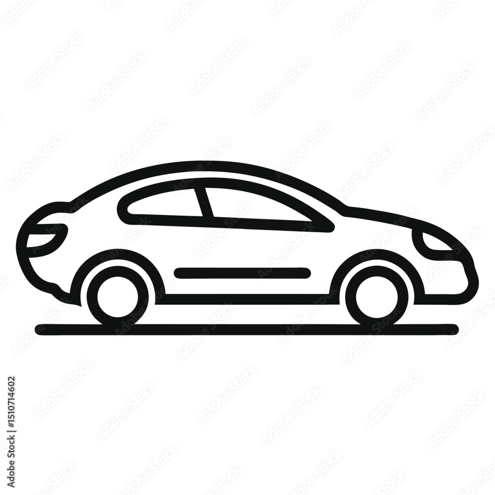 Simple line art illustration of a modern car side view Simple line art illustration of a modern car side view
