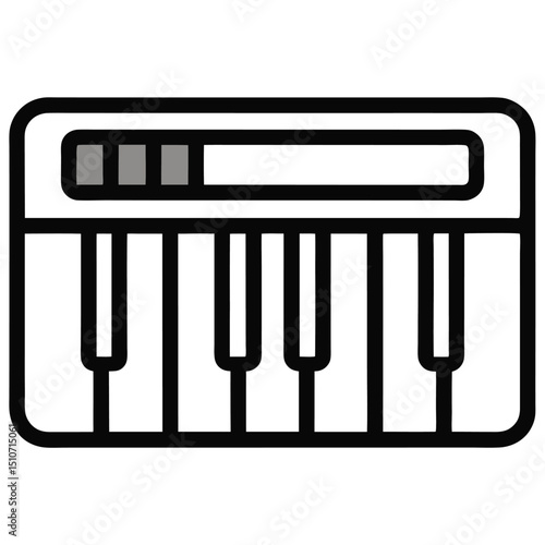 Simple line art illustration of a small keyboard instrument