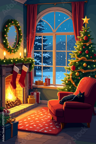 Wallpaper Mural christmas music poster, christmas party poster, christmas poster background, santa poster, happy holidays poster, christmas poster greeting card, christmas, winter, holiday, landscape, illustration, x Torontodigital.ca