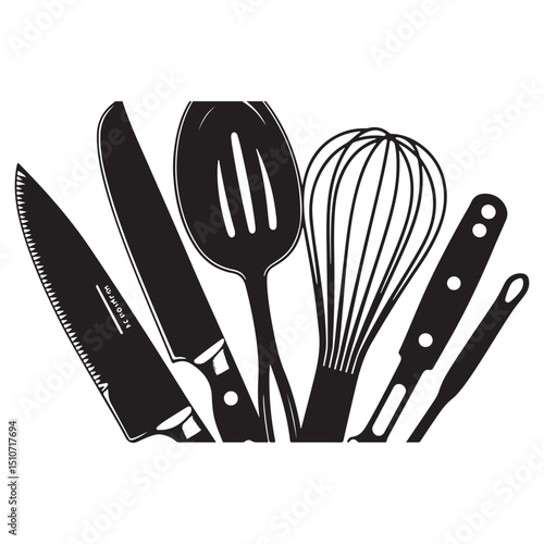 Kitchen Utensils and Cooking Tools Silhouette