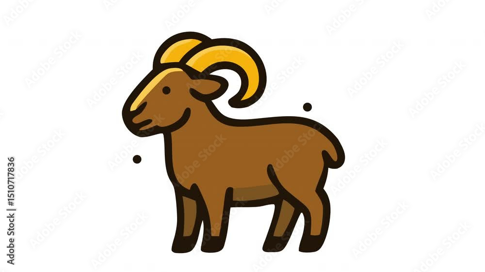 A bold vector of a standing Qurbani goat, symbolizing sacrifice and Eid ...