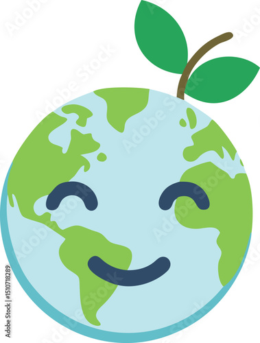 Eco friendly earth emoji icon green leaf smile