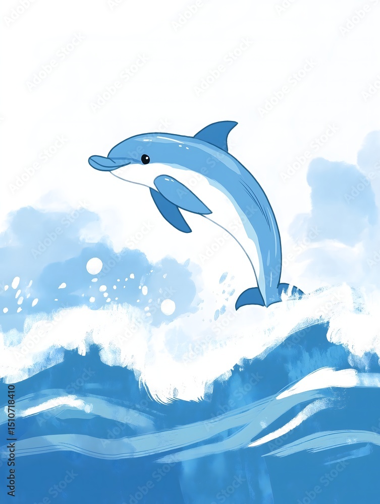 Obraz premium Dolphins are playing in the sea, wallpaper.