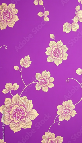 vibrant swirls of deep purple wallcovering design, asian style. with white shades