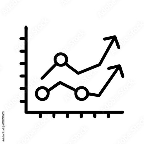 Trend line graph icon design in minimalistic black and white style