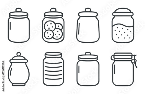 Kitchen storage silhouette icon set. organizing and storage solution symbols