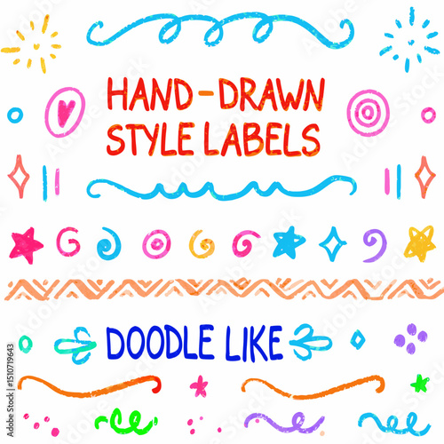 Hand-Drawn Decorative Digital Art – Simple Botanical & Abstract Line Elements