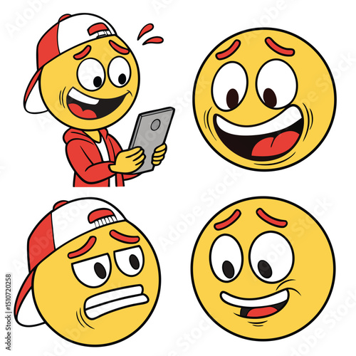 Single animated emoji icon diverse emotions