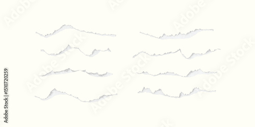 Bundle of ripped paper elements with different curves and tapering, perfect for note decor, website dividers, journaling overlays, or artistic visual bundle presentation needs