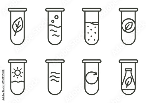 Eco-friendly icon set in linear style. sustainable and green design symbols