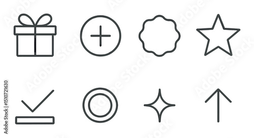 Minimalist linear icon set: bonus, simple, and versatile everyday symbols