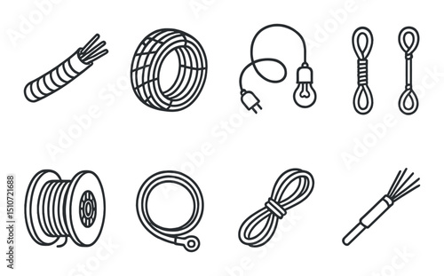 Construction tools silhouette icon set. building and wire symbols collection