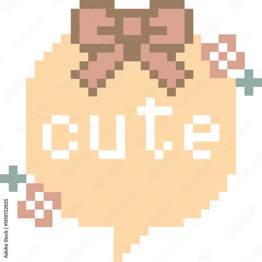 Fototapeta premium retro game 8bit pixel art cute speech bubble balloon, flat design png illustration