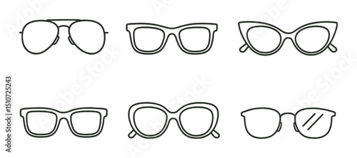 Sunglasses linear icon set. classic eyewear symbols for fashion and accessory design