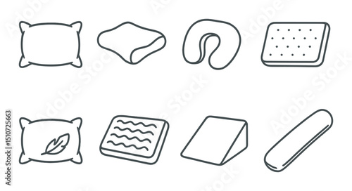 Pillow linear icon set. comfort and sleep design symbols for relaxation themes