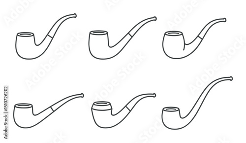 Classic pipe icon set in linear style. tobacco and smoking theme graphics