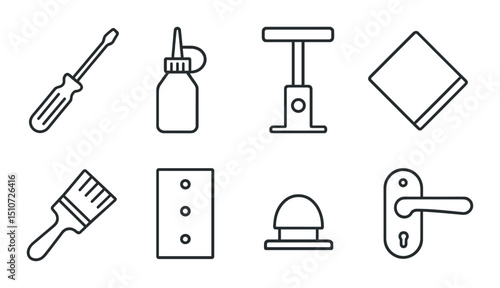 Wallpaper Mural Closet door tools icon set: simple linear style tools and hardware symbols Torontodigital.ca