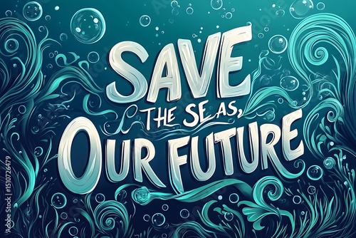 A stylized underwater scene with the phrase 