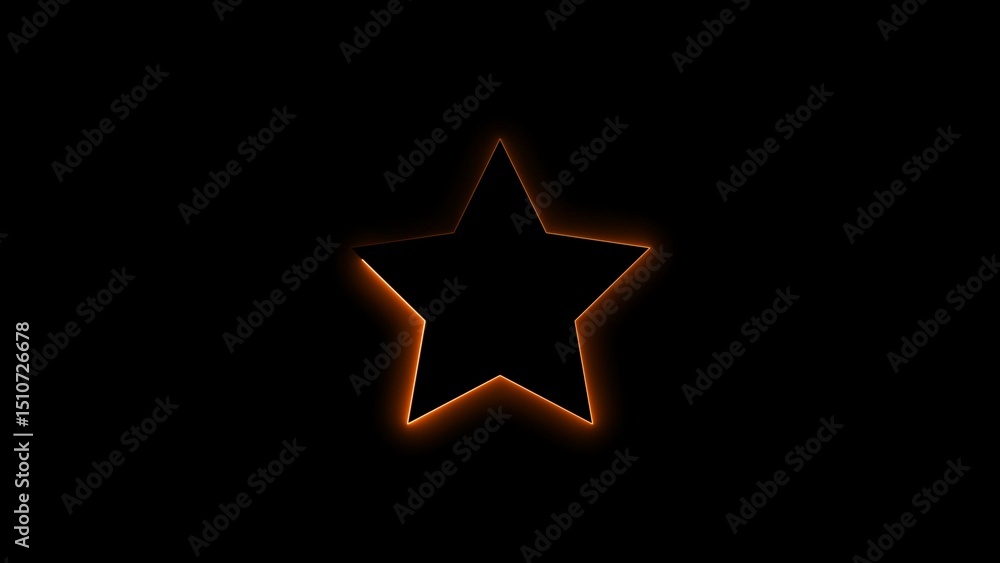 Obraz premium stars neon bright orange color 4k illustration on black background.