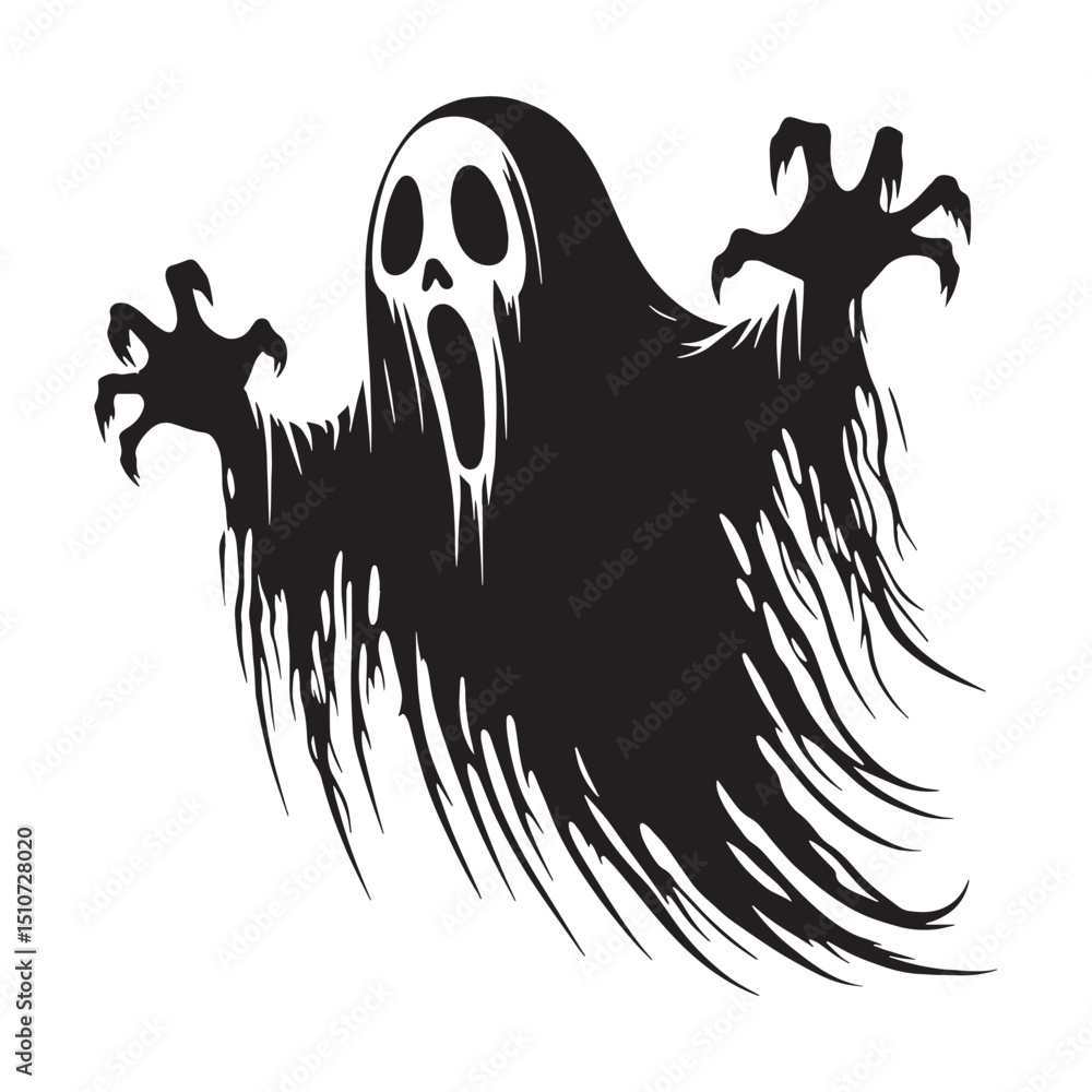 Obraz premium Stylized ghost silhouette with smooth curves – ghost silhouette – ghost vector illustration – silhouette of ghost