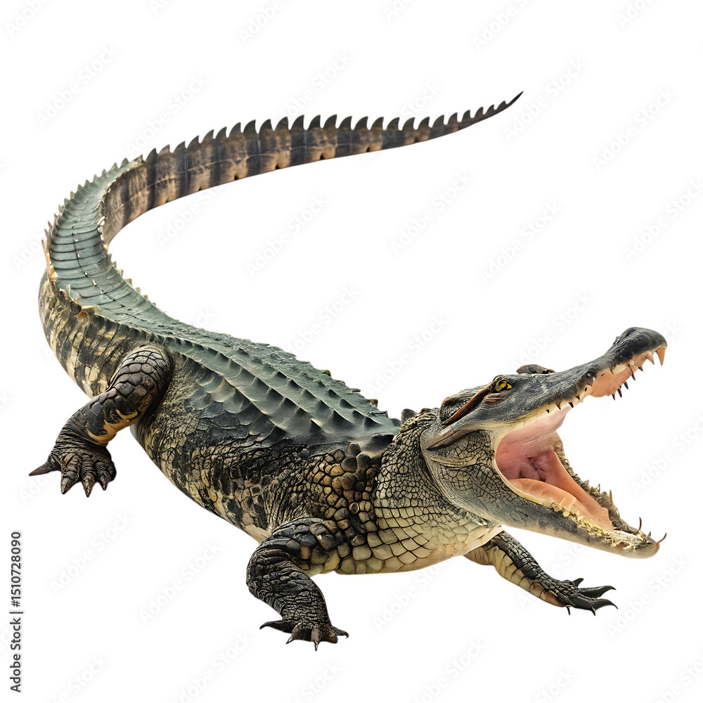 Naklejka premium Alligator: A Large Reptile Found in the American Southeast, isolated transparent background Png, AI Generative