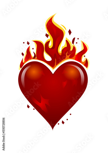 illustration of a heart in flames