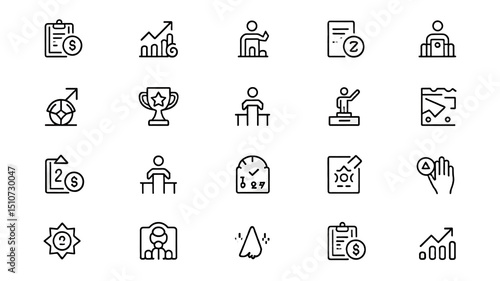 Collection of Business Achievement Icons Success Growth Progress Strategy Goals Awards Finance