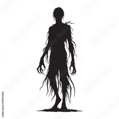Minimalist ghoul silhouette designed for horror visuals – ghoul silhouette – ghoul vector illustration – silhouette of ghoul

