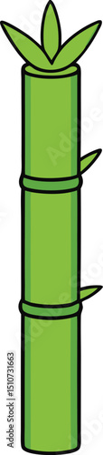 Vibrant Green Bamboo Illustration Nature's Serenity in a Single Stem