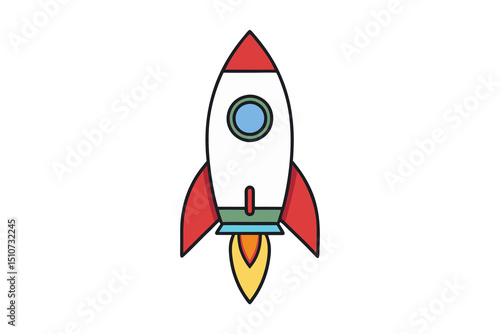 Startup rocket flat icon isolated on white background