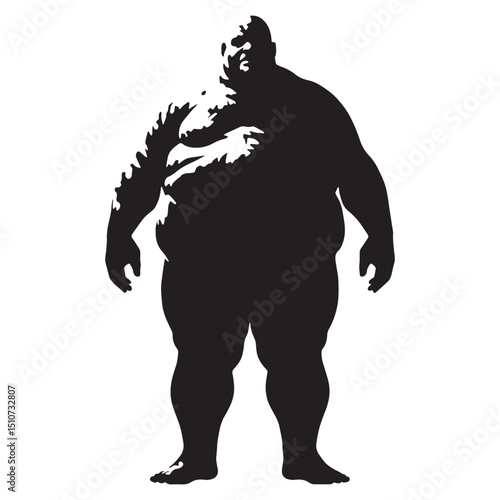 Massive giant zombie silhouette with bold vector lines – giant zombie silhouette – giant zombie vector illustration – silhouette of giant zombie

