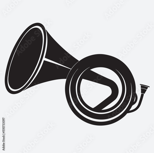 sousaphone silhouette vector art illustration, megaphone icon isolated on white