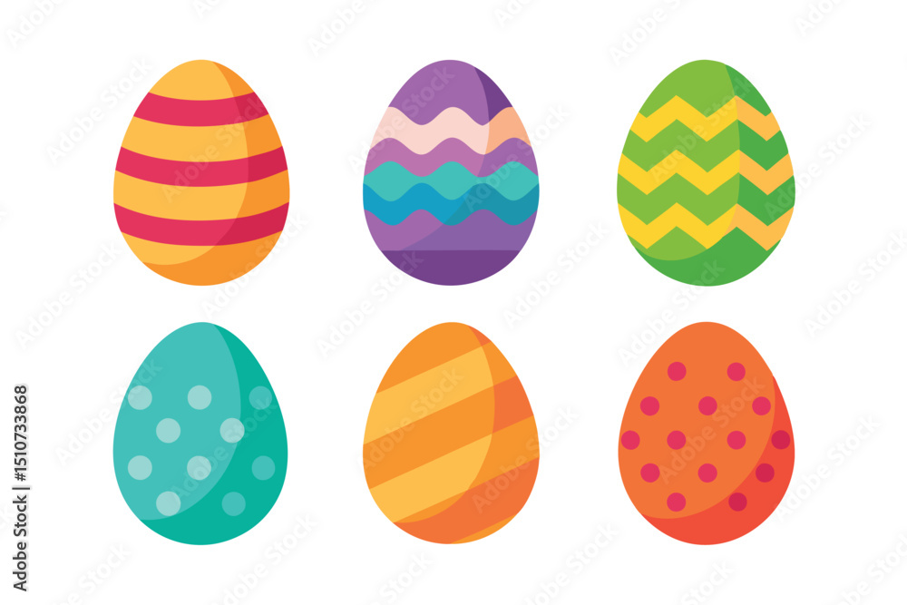 Set of colorful easter eggs isolated on white background Set of colorful easter eggs isolated on white background