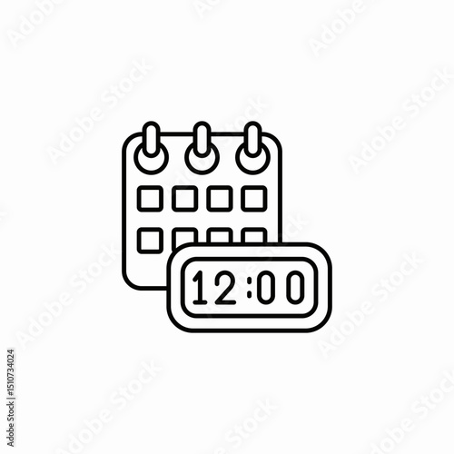 calendar clock deadline icon sign vector