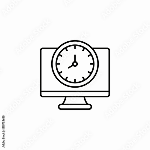 desktop time clock icon sign vector