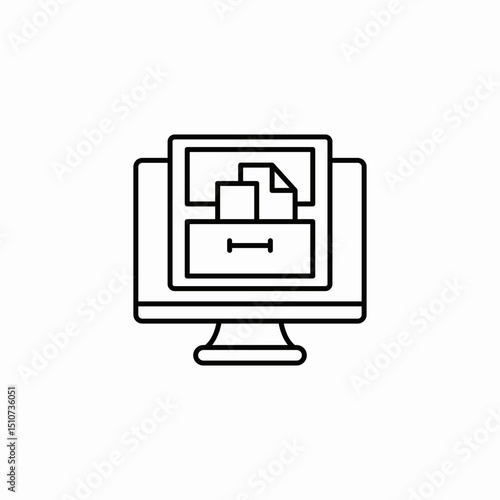 electronic document archive desktop icon sign vector
