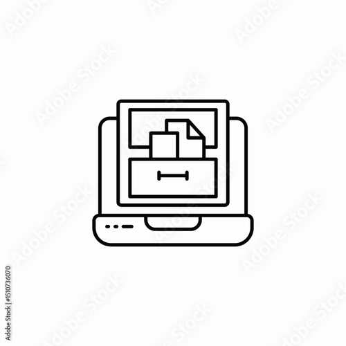 electronic document archive laptop icon sign vector