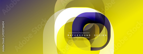 Abstract geometric composition. Yellow, purple layers create dynamic visual effect. Modern design element for backgrounds, presentations.