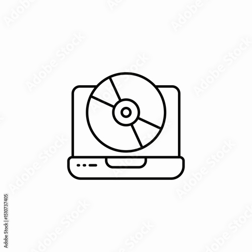 laptop disc icon sign vector