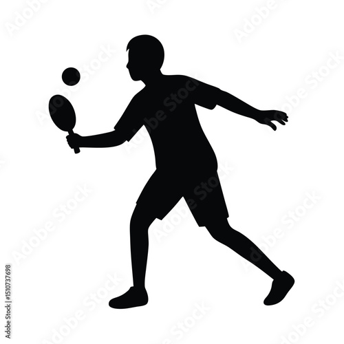 Teen playing pickleball vector silhouette