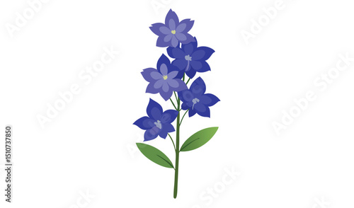 Elegant delphinium flower stem illustration
