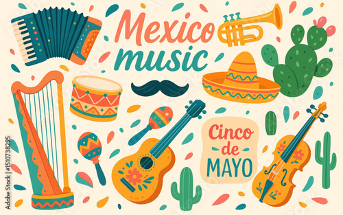 vibrant vector illustration celebrating Mexican culture and Cinco de Mayo.