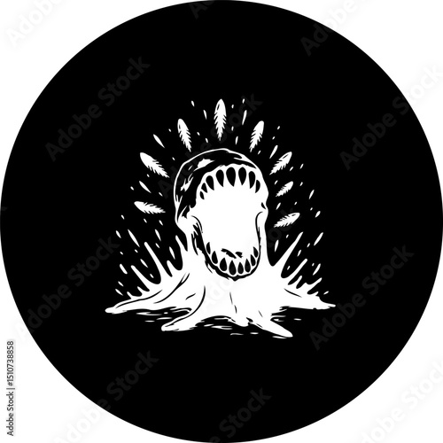 Striking Monochrome Illustration: A Terrifying Creature Emerging from the Depths