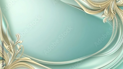 Elegant mint green background with gold trim