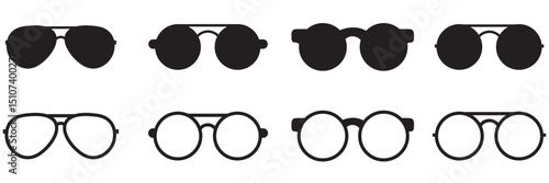 Sunglass Vector Silhouette Collection: Fashion, Eyewear Icons